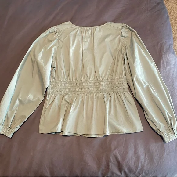 NWT GAP Puff Sleeve Peplum Top Sage Size Large - Picture 5 of 13